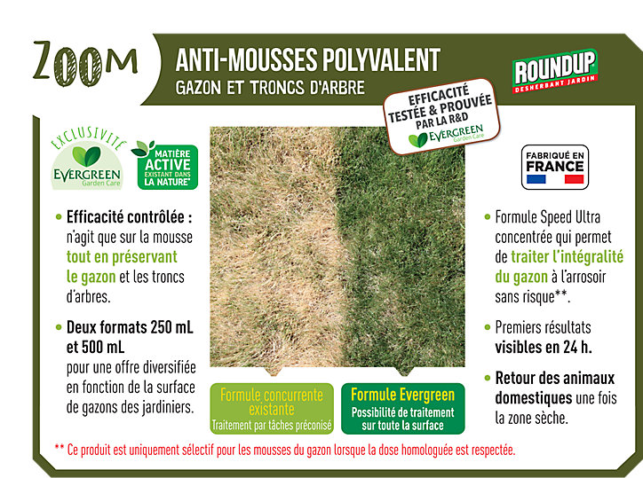 Anti-mousses gazon troncs d'arbres 250 ml