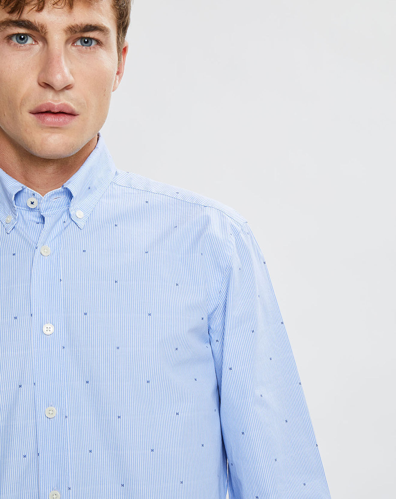 Hackett London Chemise Slim Fit Fil Coupé imprimée bleue