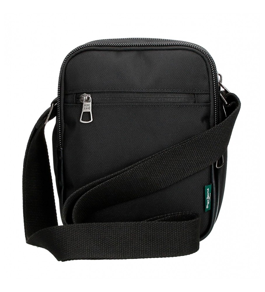 Bolsa de ombro Pepe Jeans Sander com dois compartimentos, preta