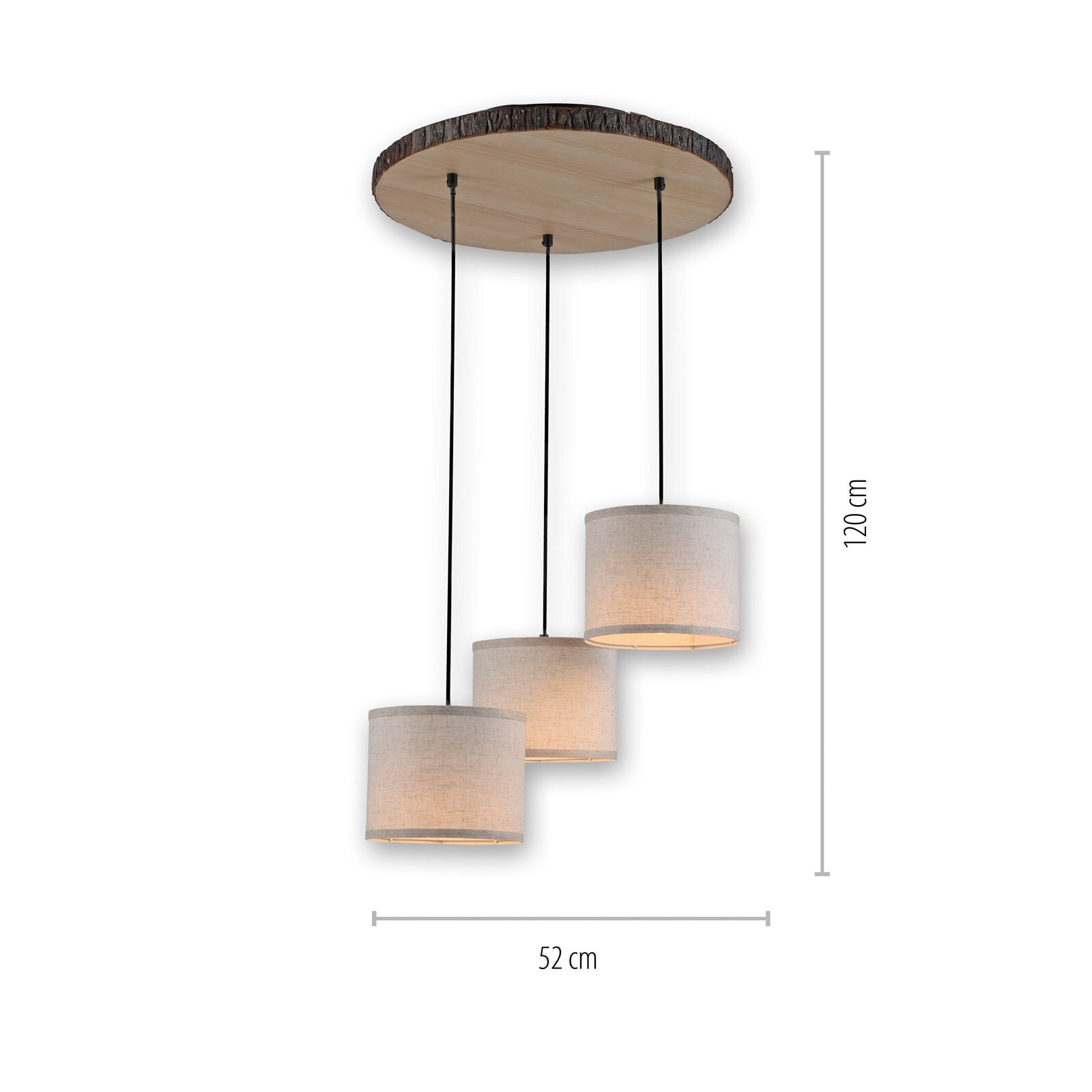 Pendelleuchte Bark braun Holz 52x52x120cm