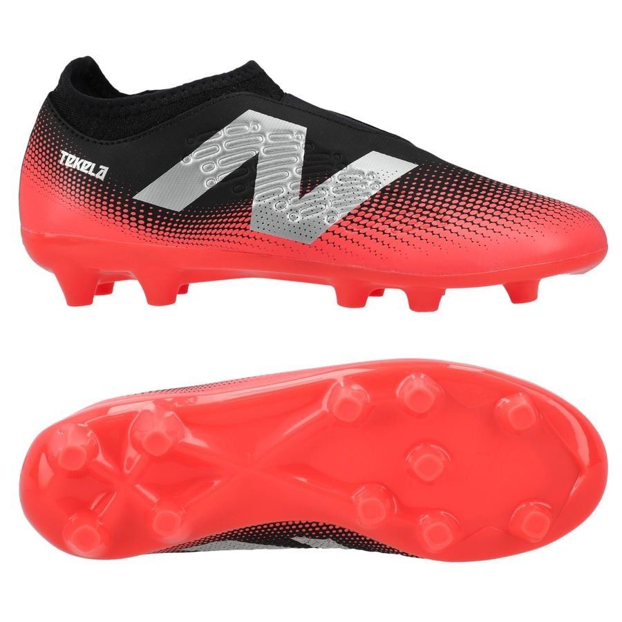 New Balance Tekela V4 Magique FG Flash Point - Noir/Rouge/Argenté Enfant