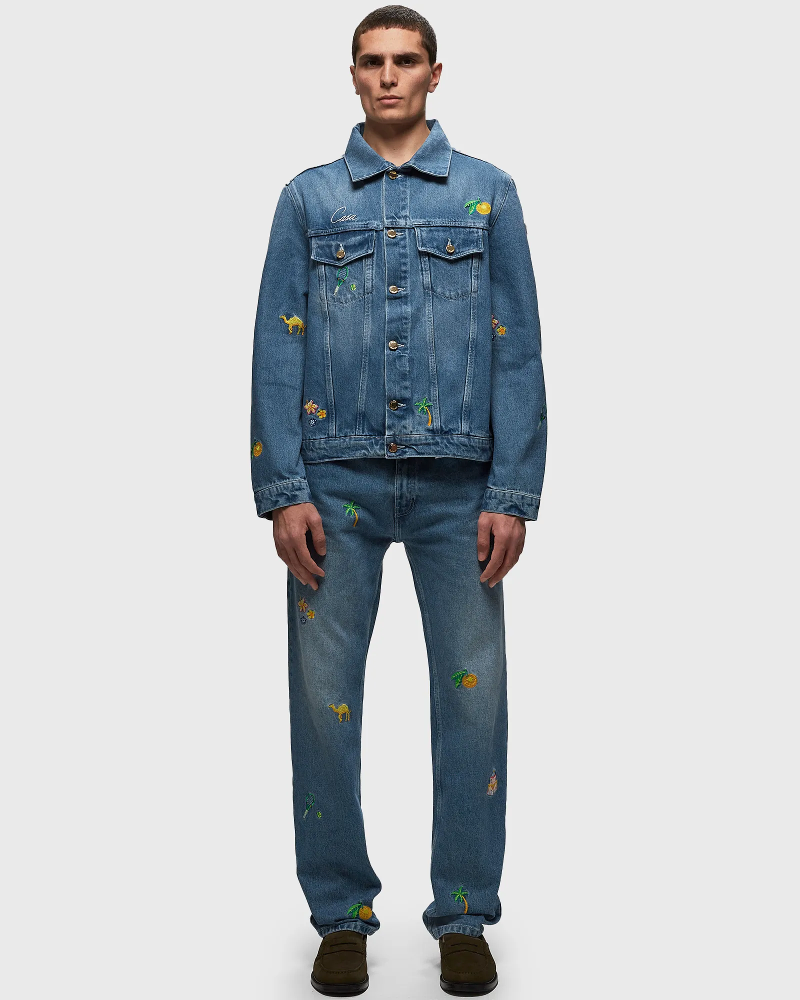 Casablanca DENIM EMBROIDERED MOTIF JACKET