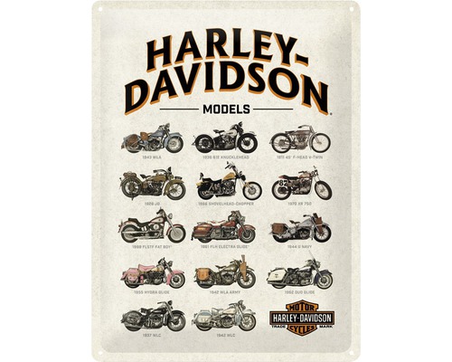 Blikken bord Harley Models 30x40 cm