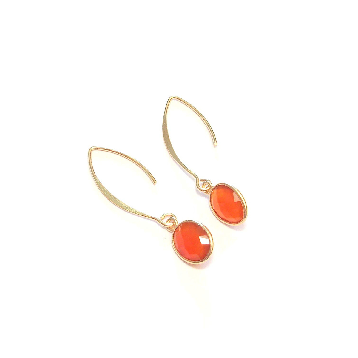 Boucles d'oreilles Argent 925 Doré Cornaline