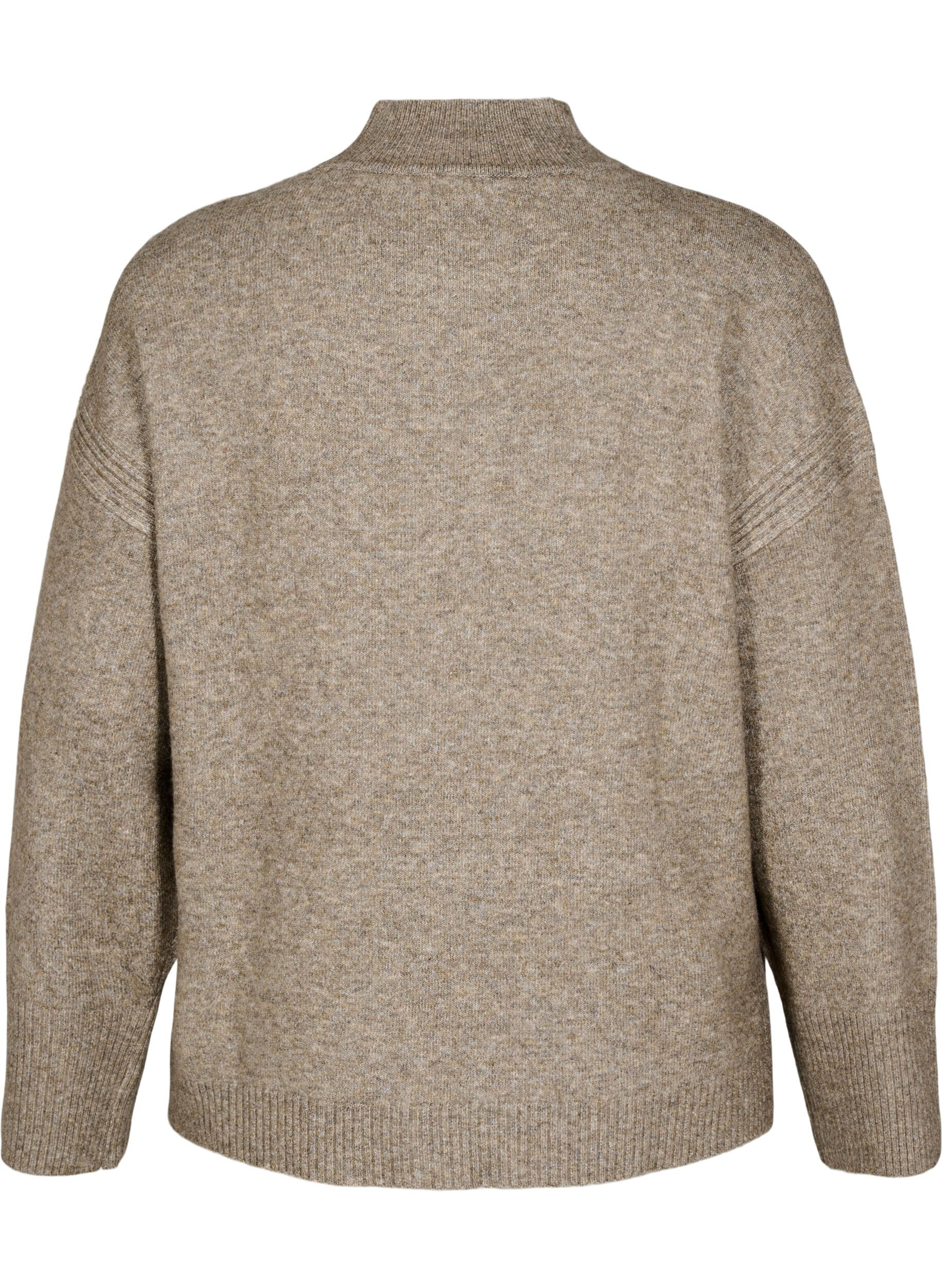 Strikbluse med ribkanter