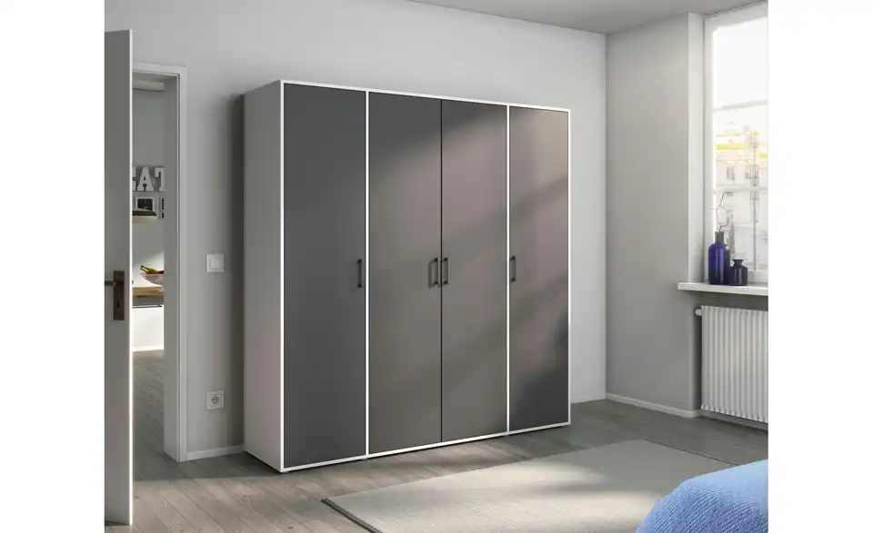Drehtürenschrank Absetzung: Weiß 187 cm 4 Stück