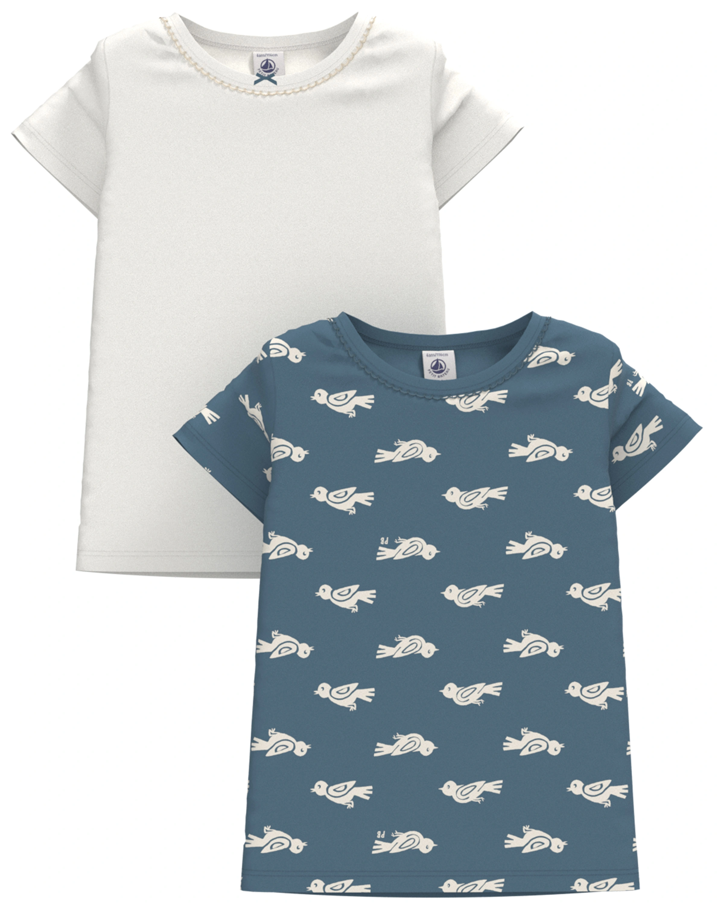 T-Shirt MOINEAU 2er-Set in rover/weiß