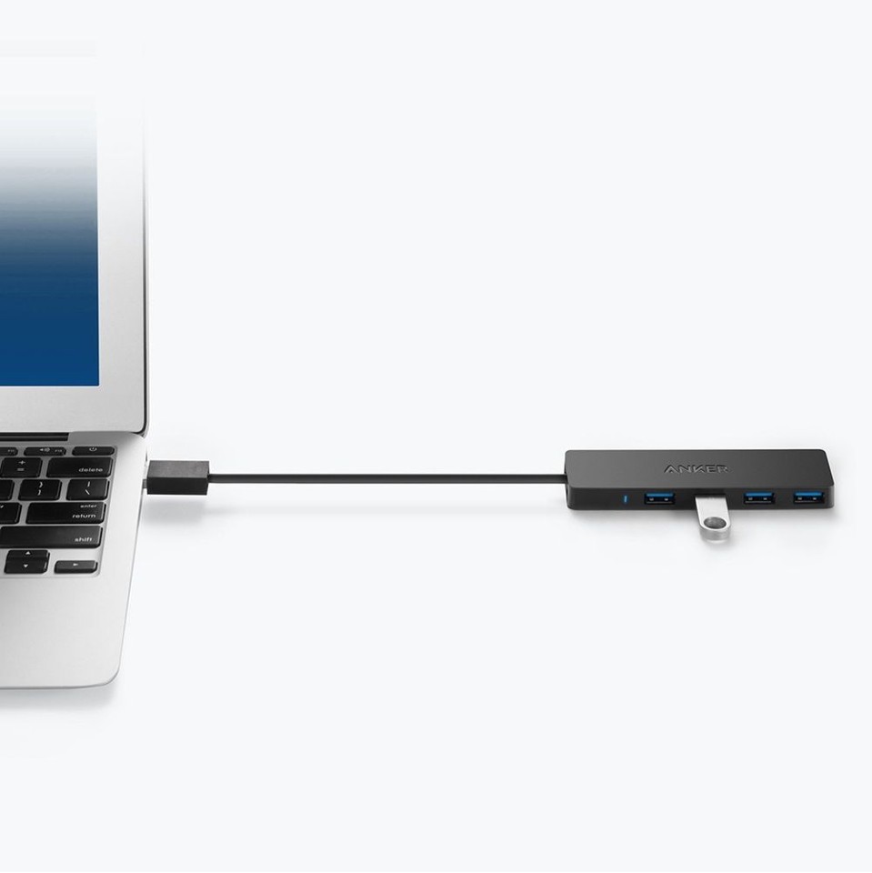 Anker - Data Hub - 4-Port Ultra Slim USB3.0 - Sort