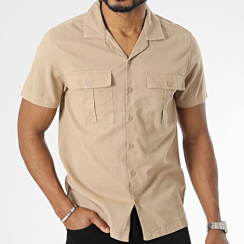 Chemise Manches Courtes Beige