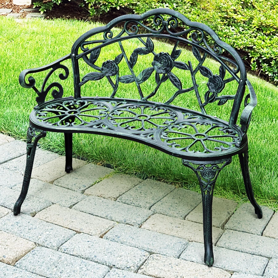 Outsunny Gartenbank als 2-Sitzer schwarz