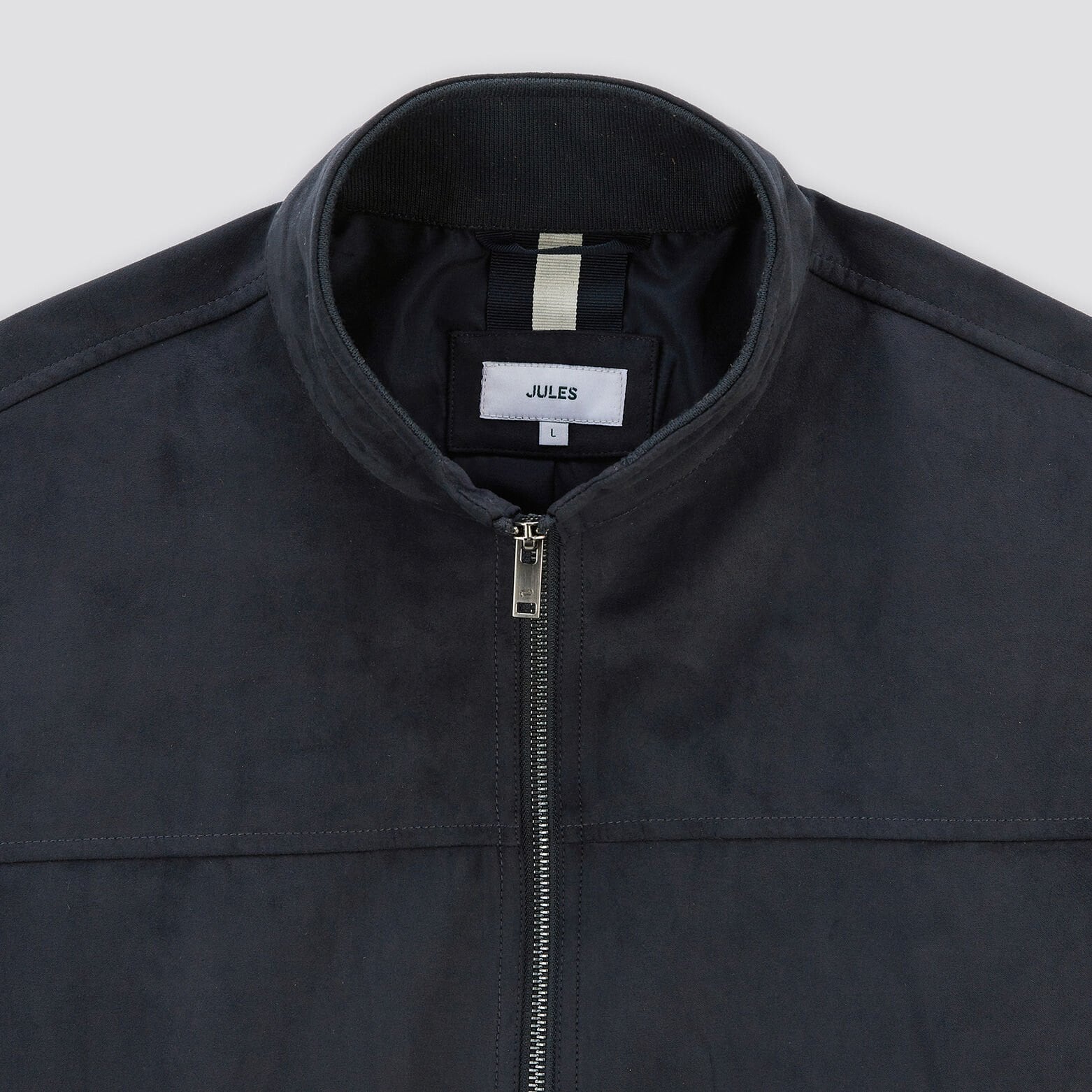 Blouson col montant aspect velours Bleu foncé