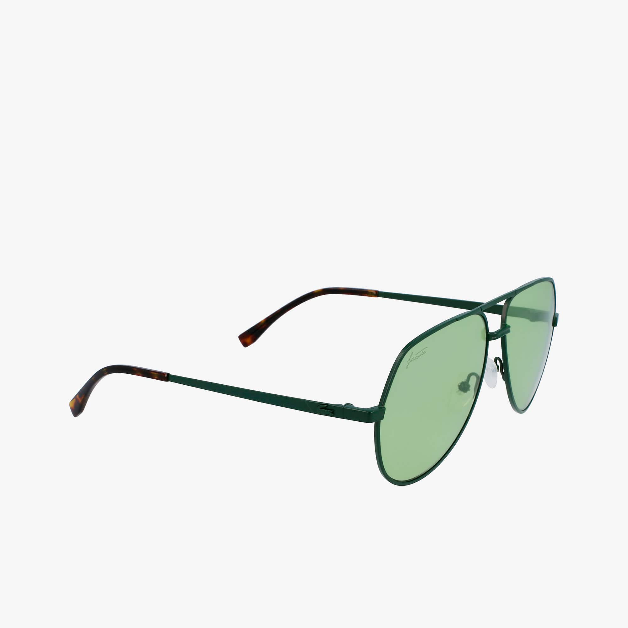 Lunettes de soleil pilote unisexes Signature 101 en métal Lunettes de soleil - Vert - Lacoste - Unisex