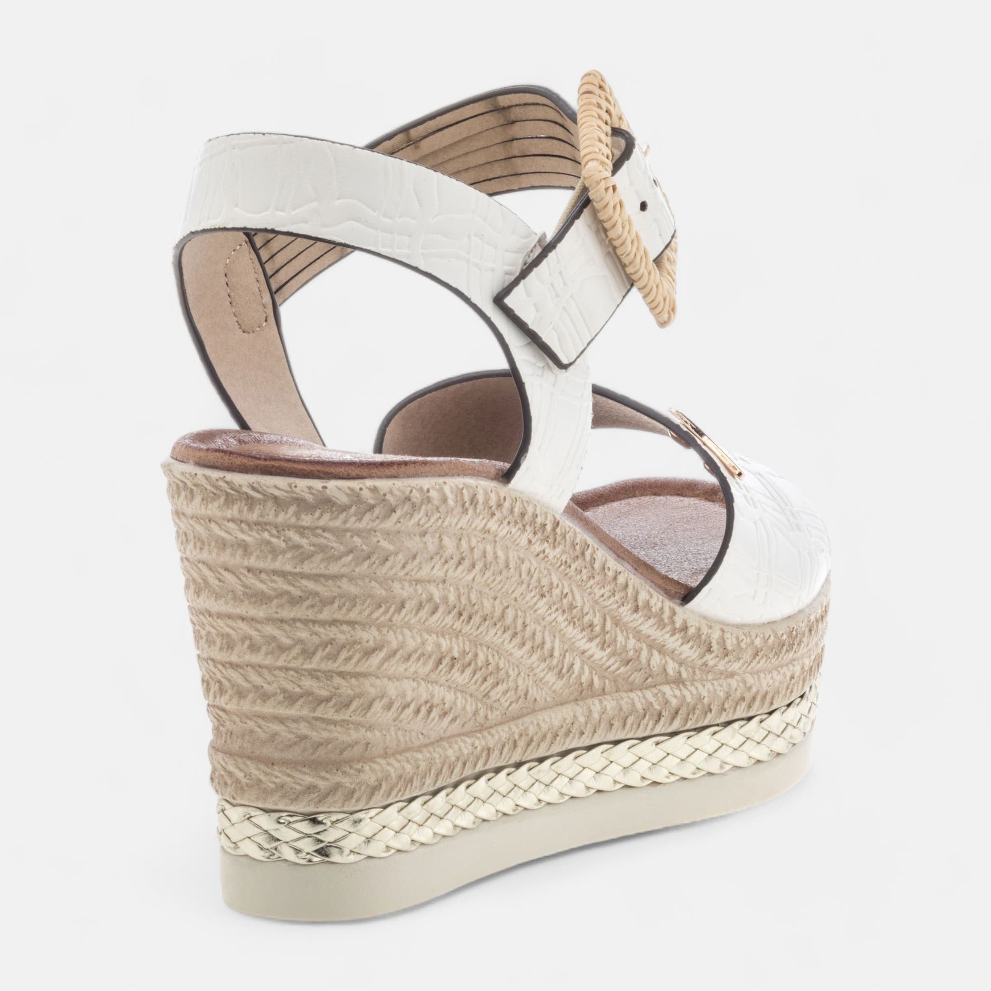 Sandales à talon compensé Femme blanc