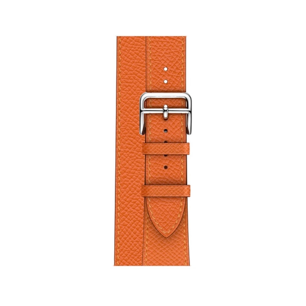 Apple Watch (42/41/40/38 mm) Modisches Ersatz Echtleder Doppelband Armband (One Size) - Orange