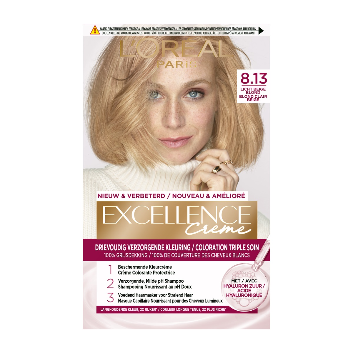 L’Oréal Excellence 8.13 Licht Beige Blond (1 stuk)