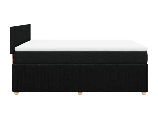Sommier à lattes de lit avec matelas Noir 160x200 cm Tissu