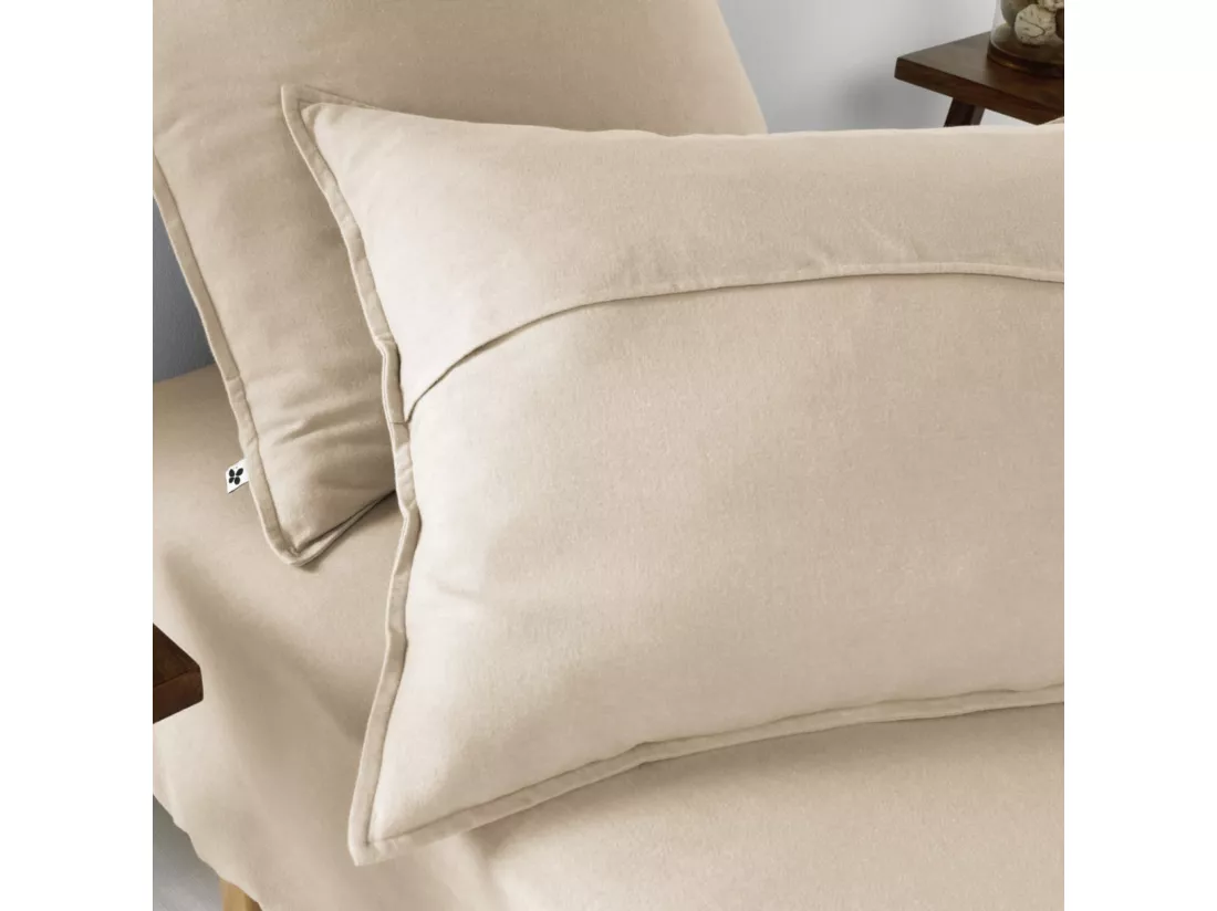 Parure de lit flanelle beige 260x240 cm