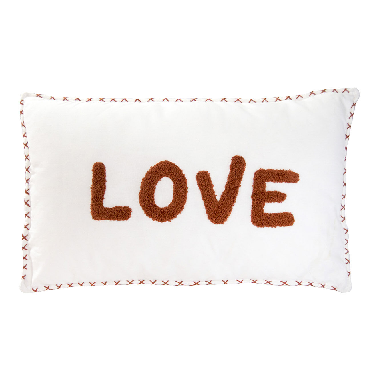 Febronie Housse de coussin Love écru/brique - 50x30 cm