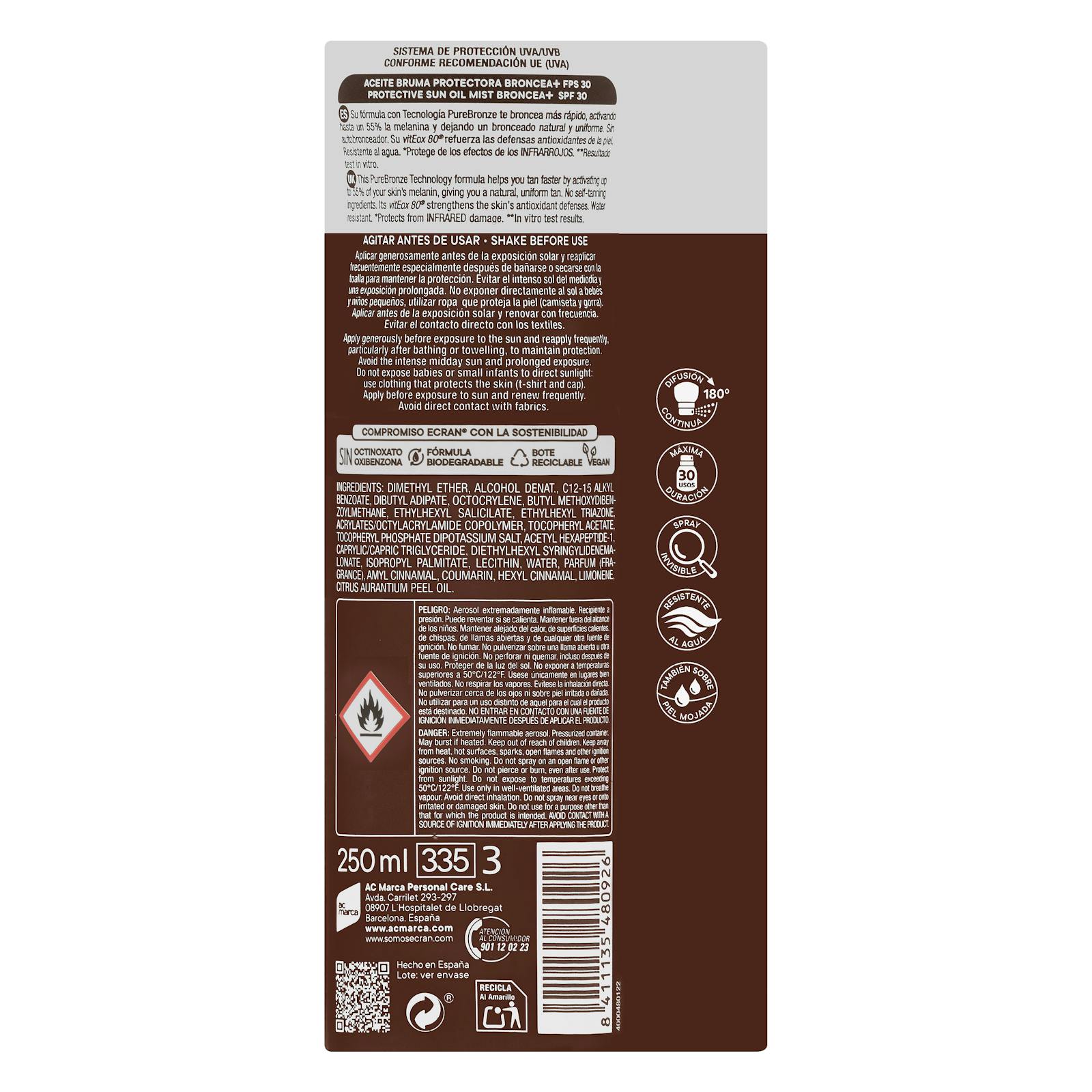 Sunnique Écran Brume d'huile protectrice SPF 30