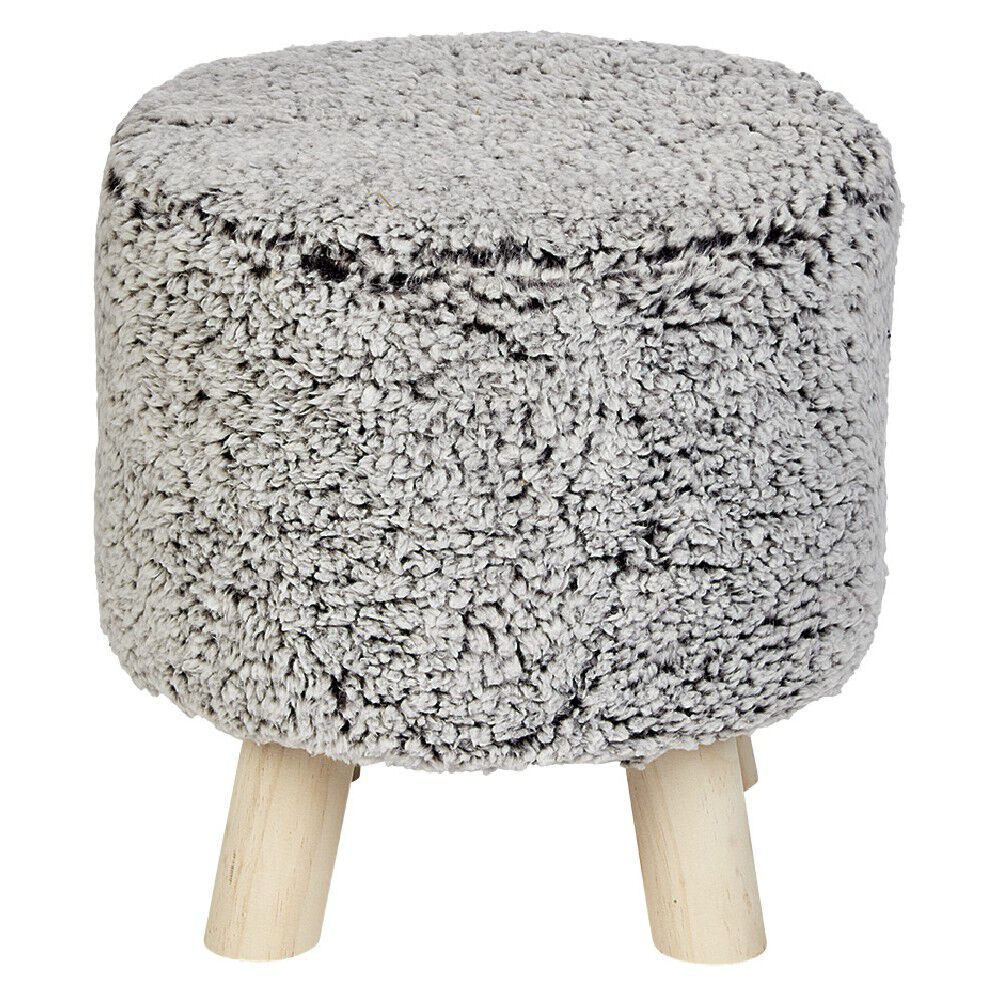 Pouf en pin et effet fourrure