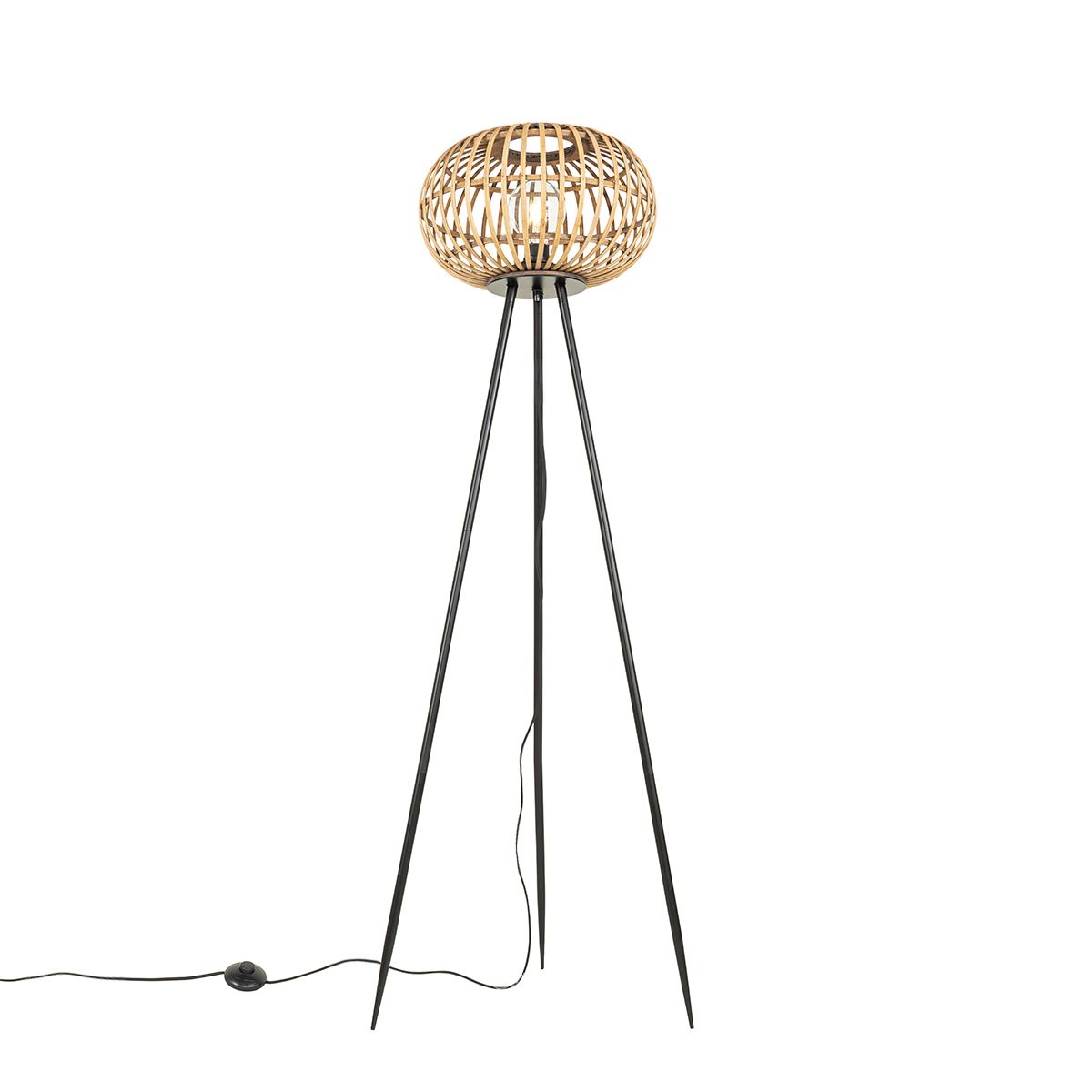 Oosterse tripod vloerlamp bamboe - Amira