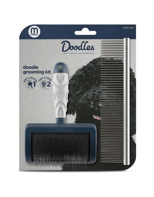 Mikki Doodle Grooming Kit - Hondenvachtborstel - Blauw Grijs