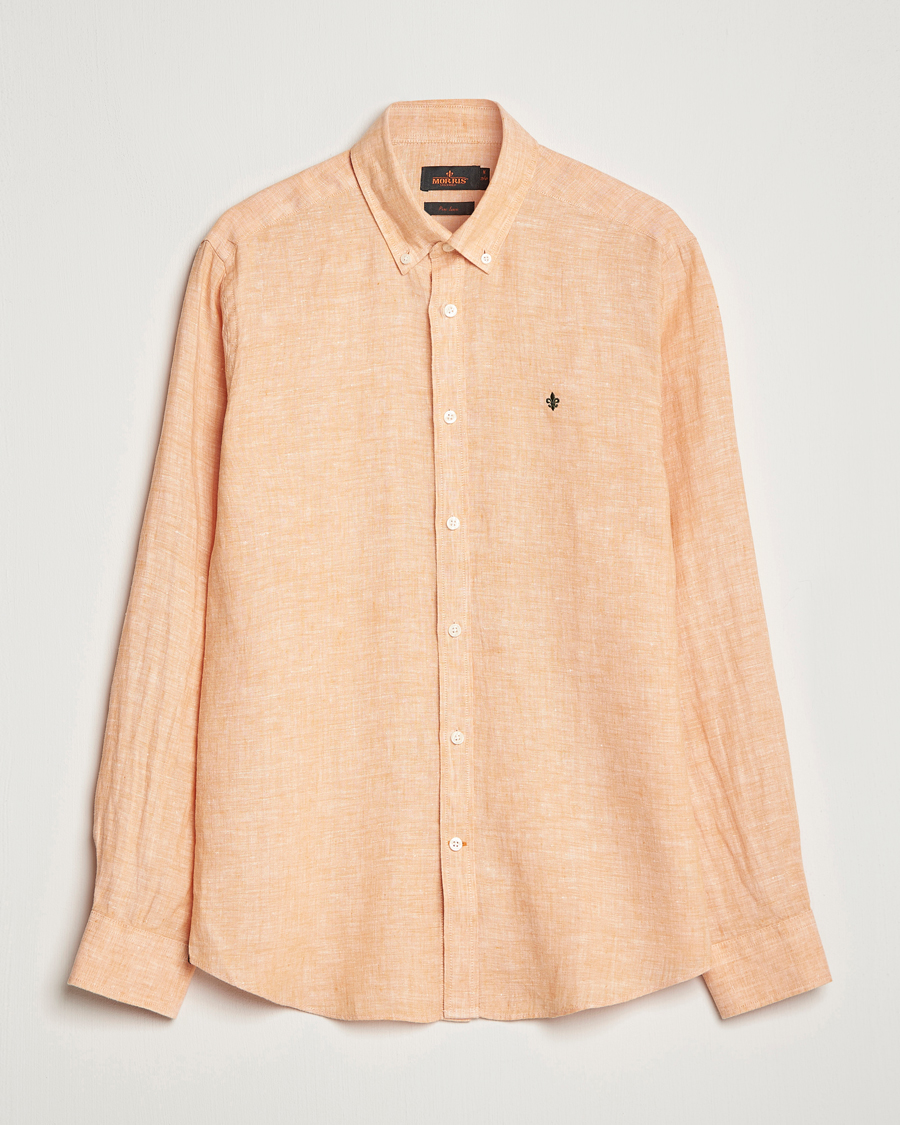 Morris Douglas Linen Button Down Shirt Orange