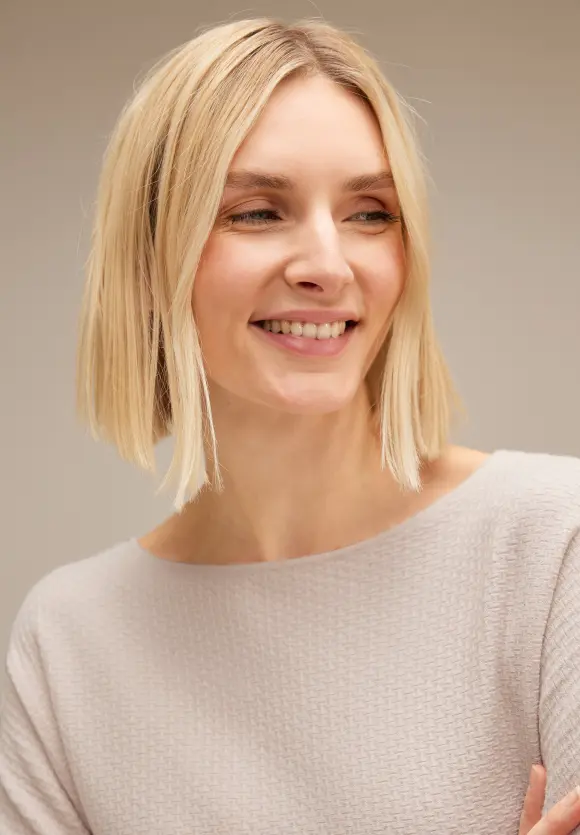 Struktur Strickpullover - whisper cream melange