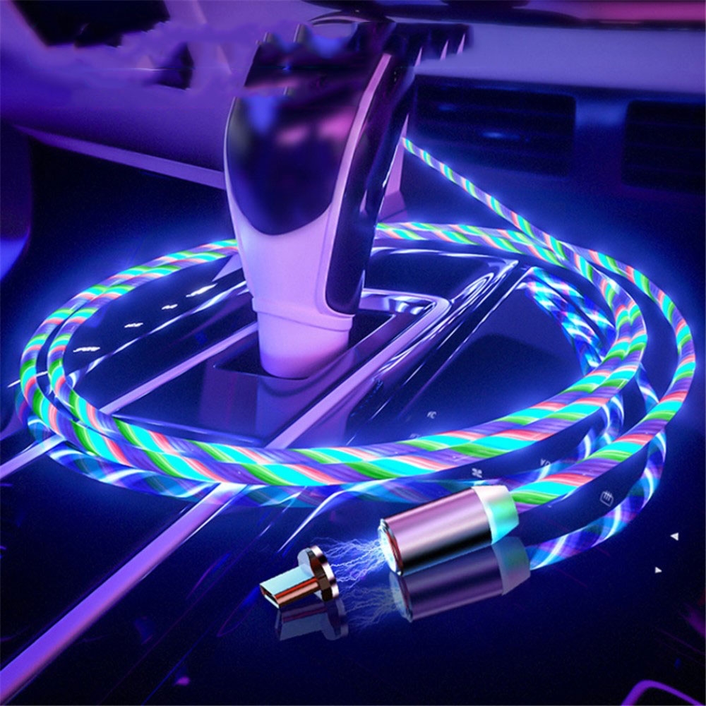Magnetisches (1m / 2A) USB C Ladekabel LED Leuchtendes Datenkabel - Bunt / Transparent