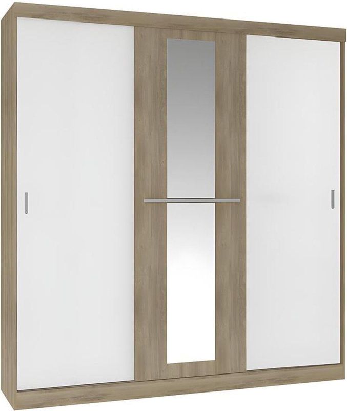 DIDDA II - Kledingkast - Naturel en Beige - 3 Schuifdeuren - Spaanplaat