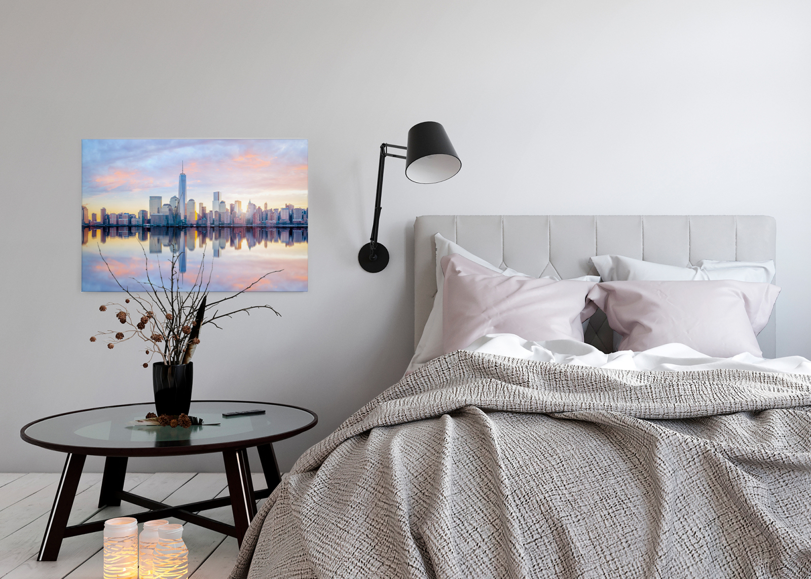 Leinwandbild SKYLINE - blau - 90x60 cm