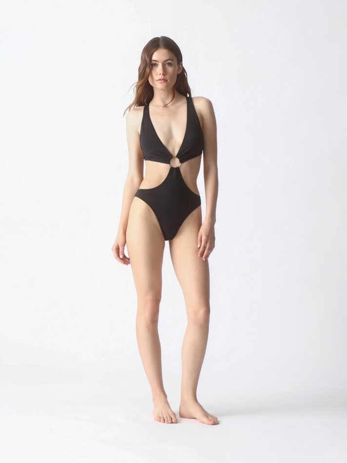 Triquíni com argola frontal - Preto