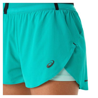 Short splité Asics Metarun Bleu Femme