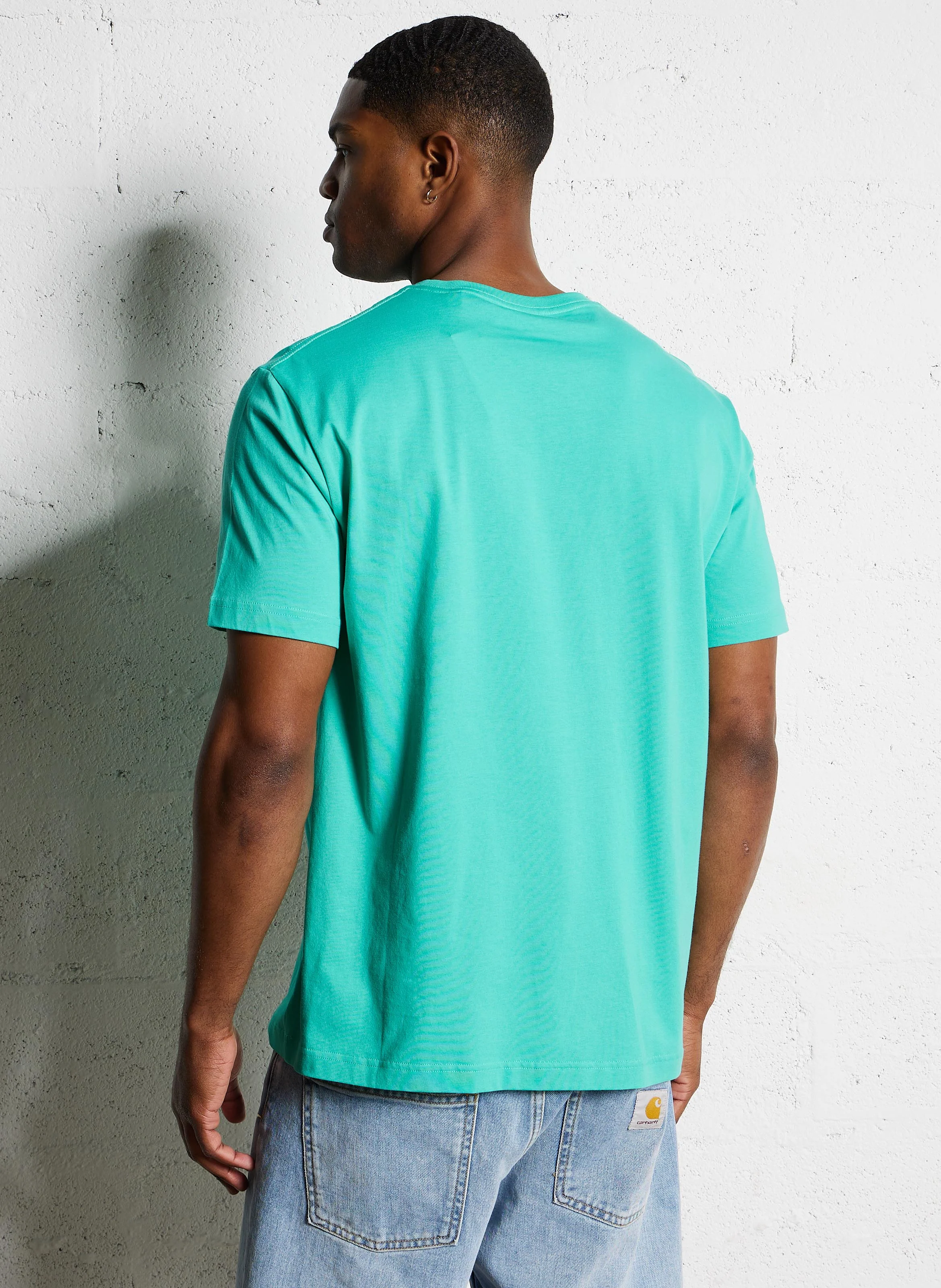 Tee-shirt col rond droit en coton | Vert
