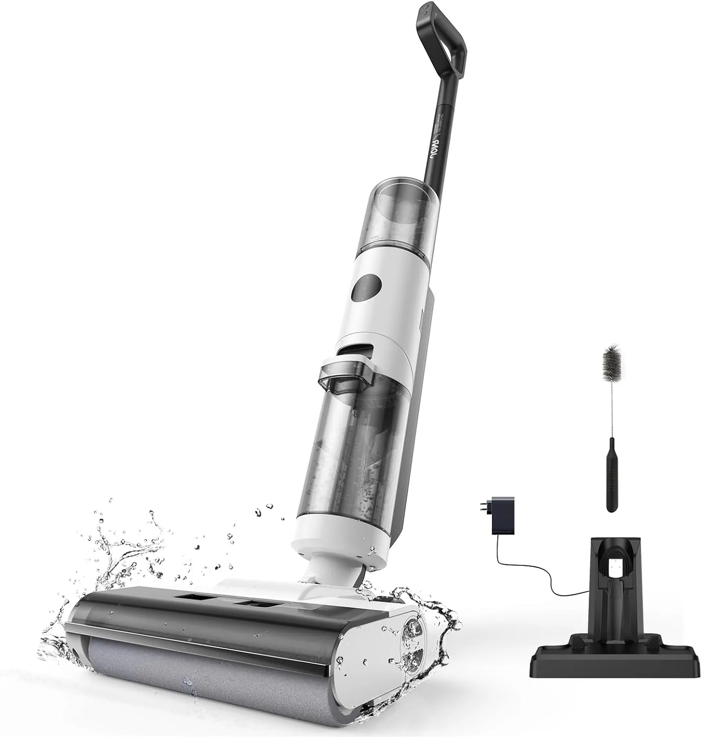 JONR ED12 Nass Trockensauger Akku, Kabelloser Nass Trocken Staubsauger Saugwischer Akku, Kantenreinigungsbürste 6mm, Selbstreinigung, 850mL Wassertank, Anti-Verwirrungs-Haar für Hartböden, Tierhaare