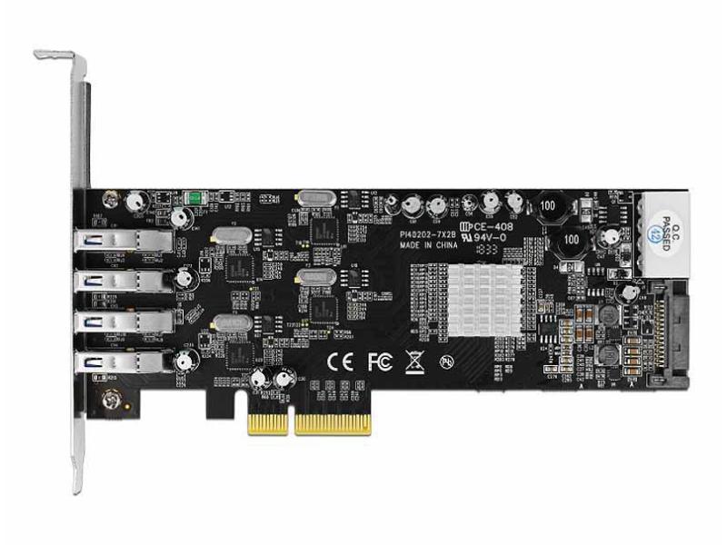 Delock PCI-Express-Karte USB 3.0 Typ-A - 4x Quad Channel Externe USB-Anschluss Karte