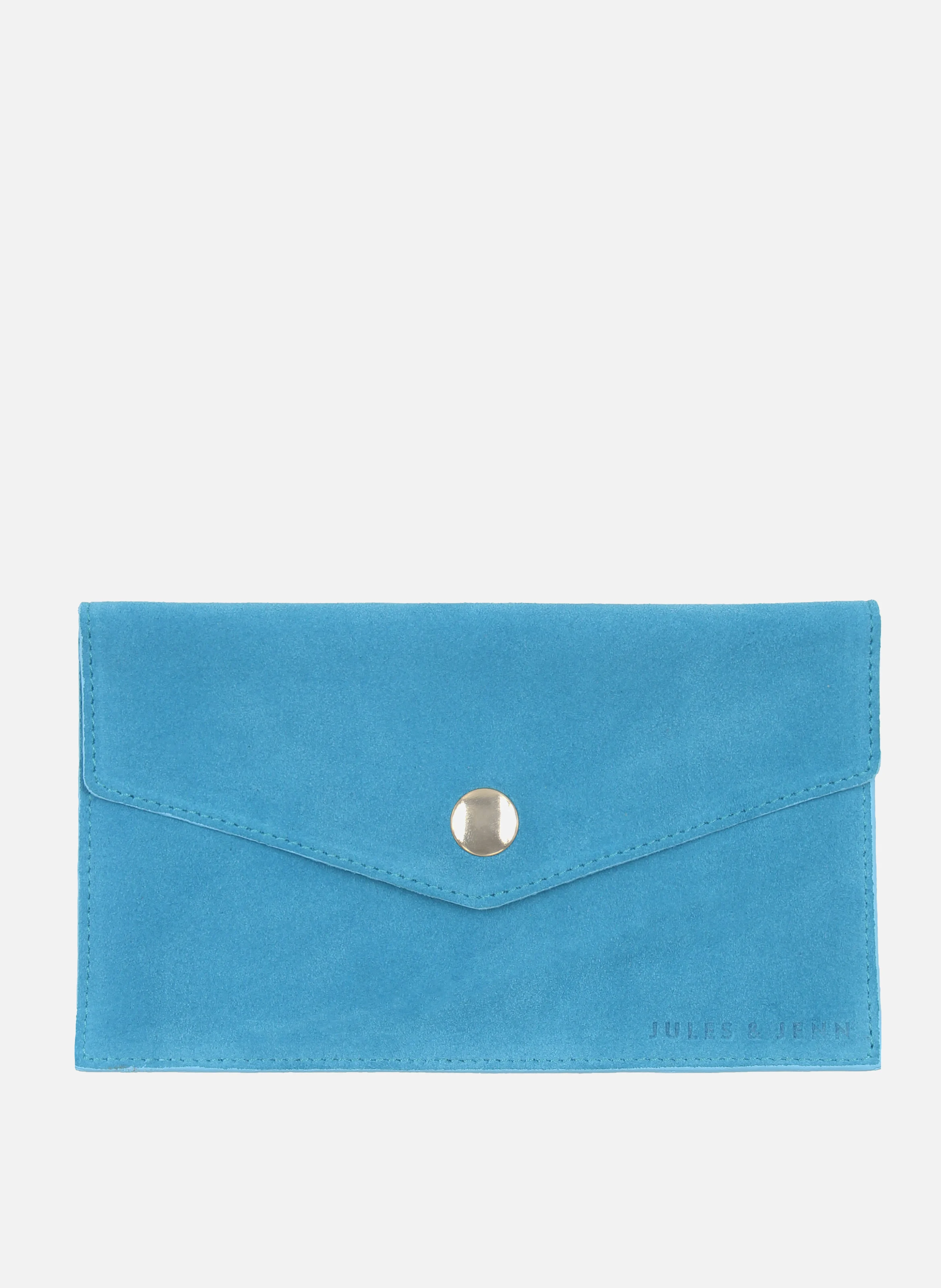 Pochette enveloppe cuir daim upcyclé | Bleu