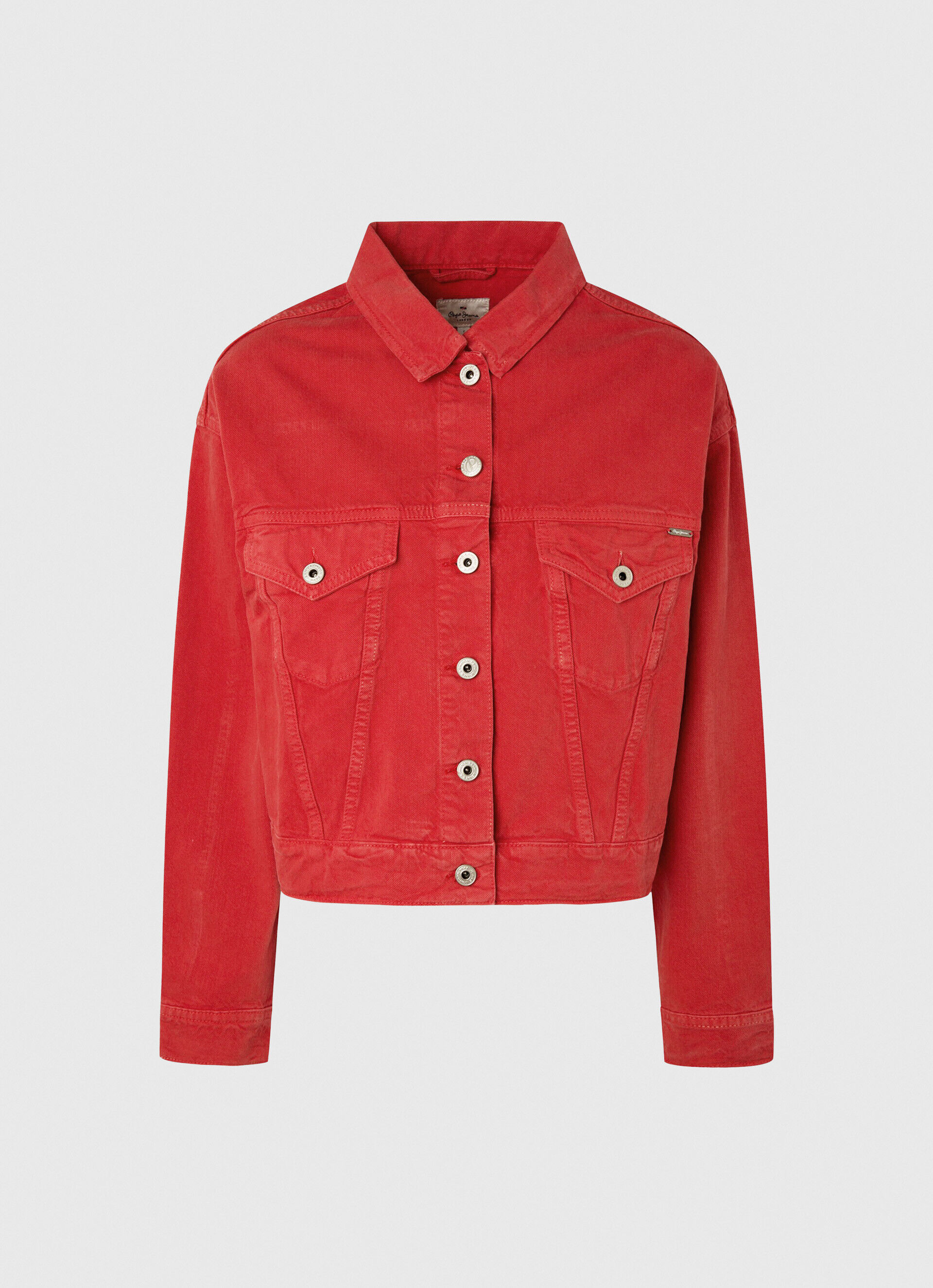 Jaqueta jeans corte regular - vermelho estúdio