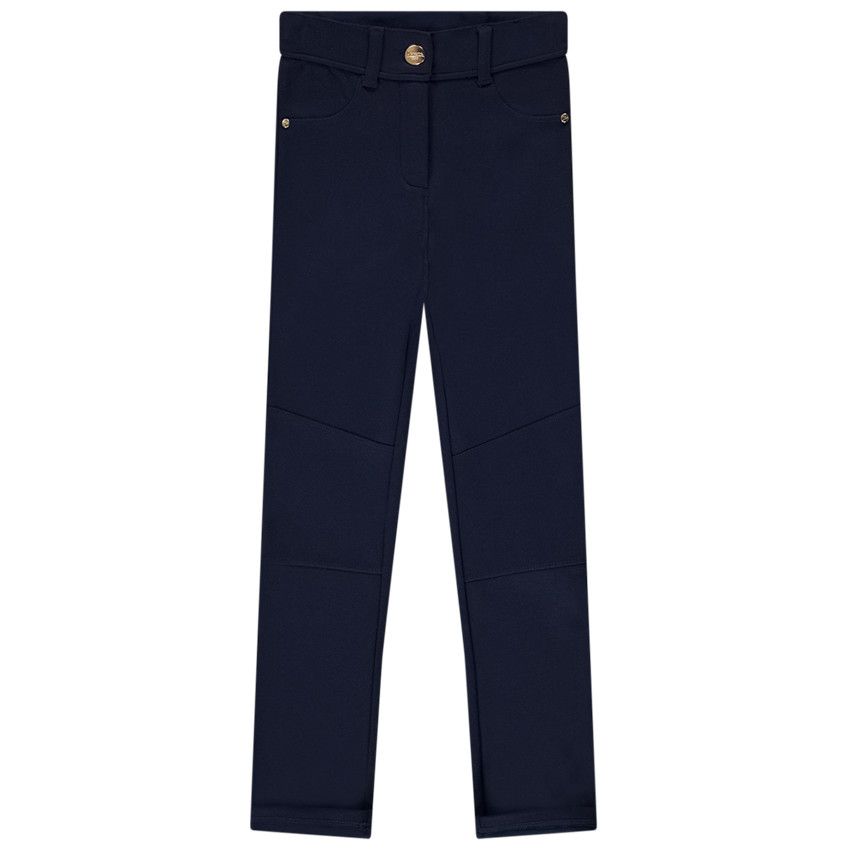 Pantalon slim en milano esprit équitation pour fille - Bleu marine