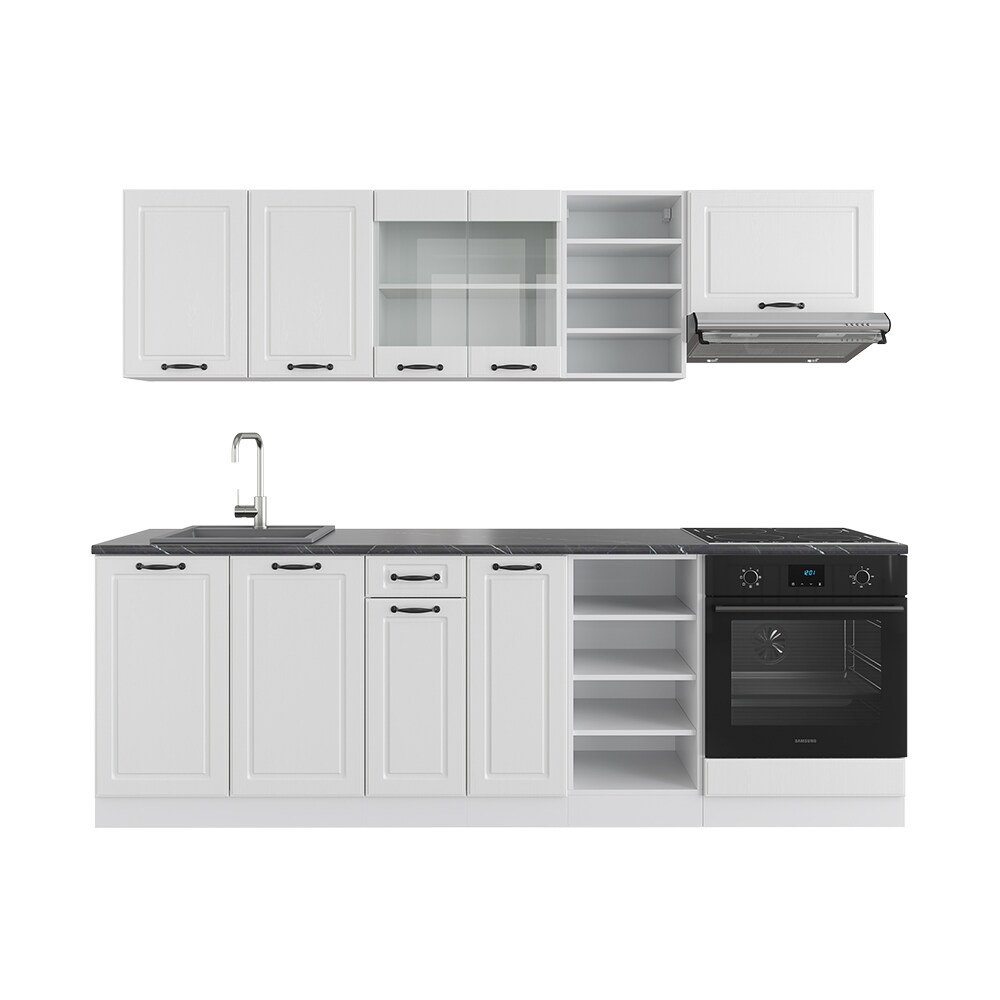 Vicco Küchenzeile Küchenblock Einbauküche R-Line 240 cm Landhaus Weiß Küche