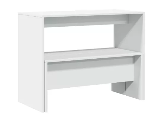 Ensemble table à manger et bancs 3pcs blanc bois d'ingénierie