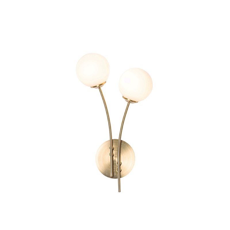 Moderne wandlamp goud met opaal glas 2-lichts  - Athens