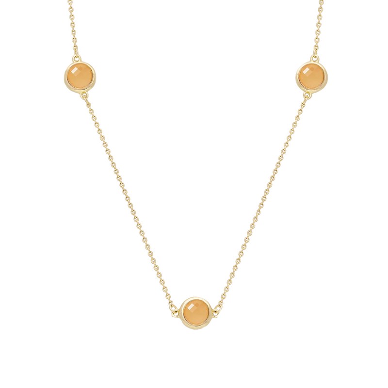 Collier argent doré goutte cristal pêche