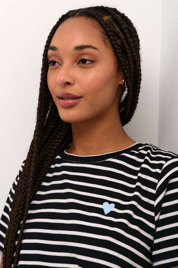 Kaffe KAsandie Dress Black/white - blue heart