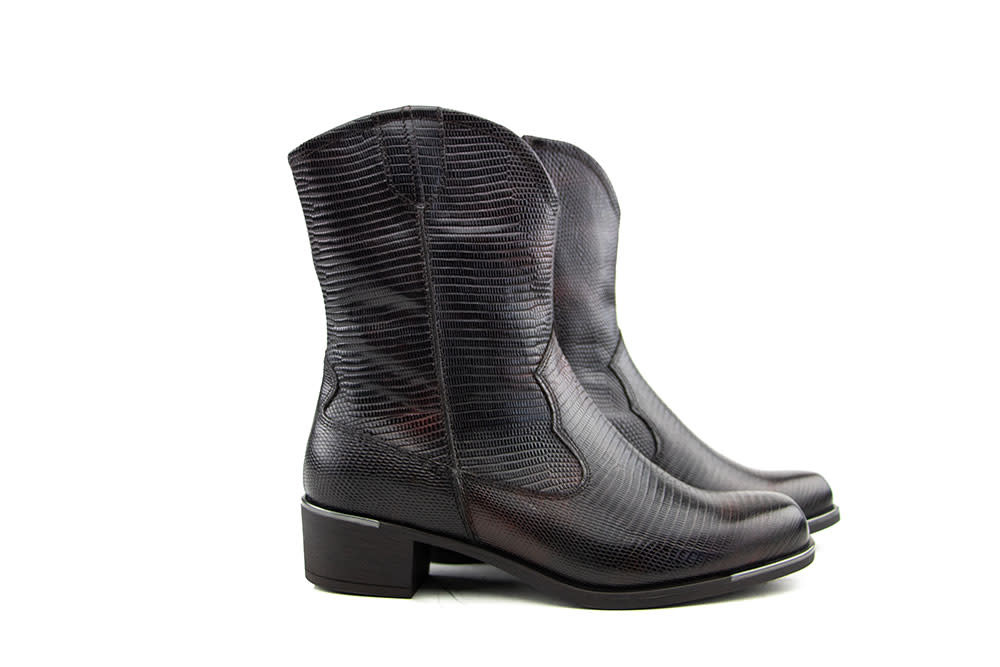 Durea Western Boot Cognac Print