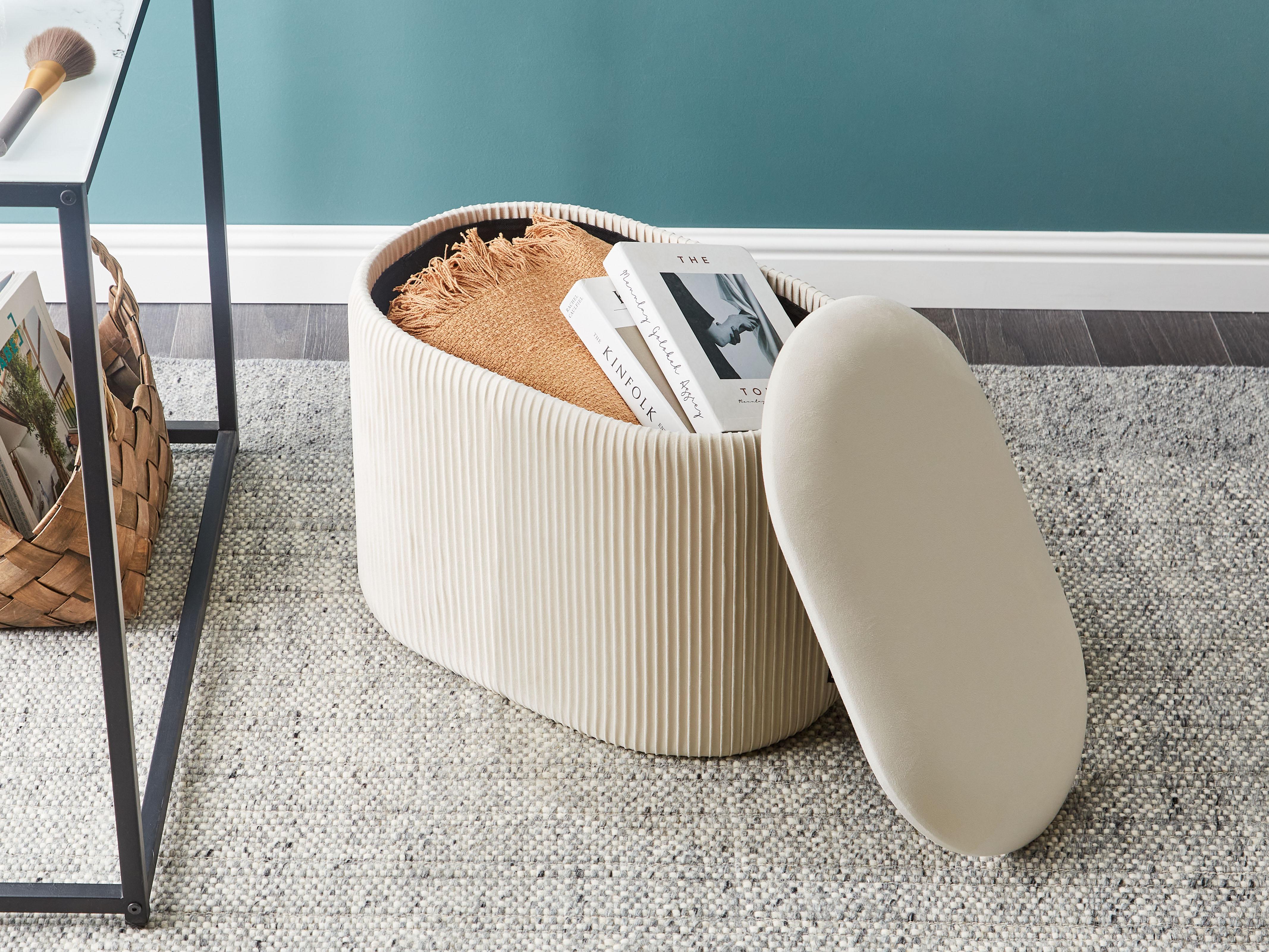 Poef met opbergruimte RICHLAND Fluweel Lichtbeige