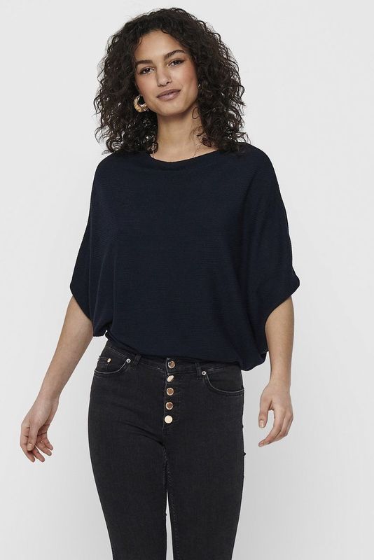 JDY - Gebreide Pullover - Zwart - Polyester - Boothals, Lange Mouwen