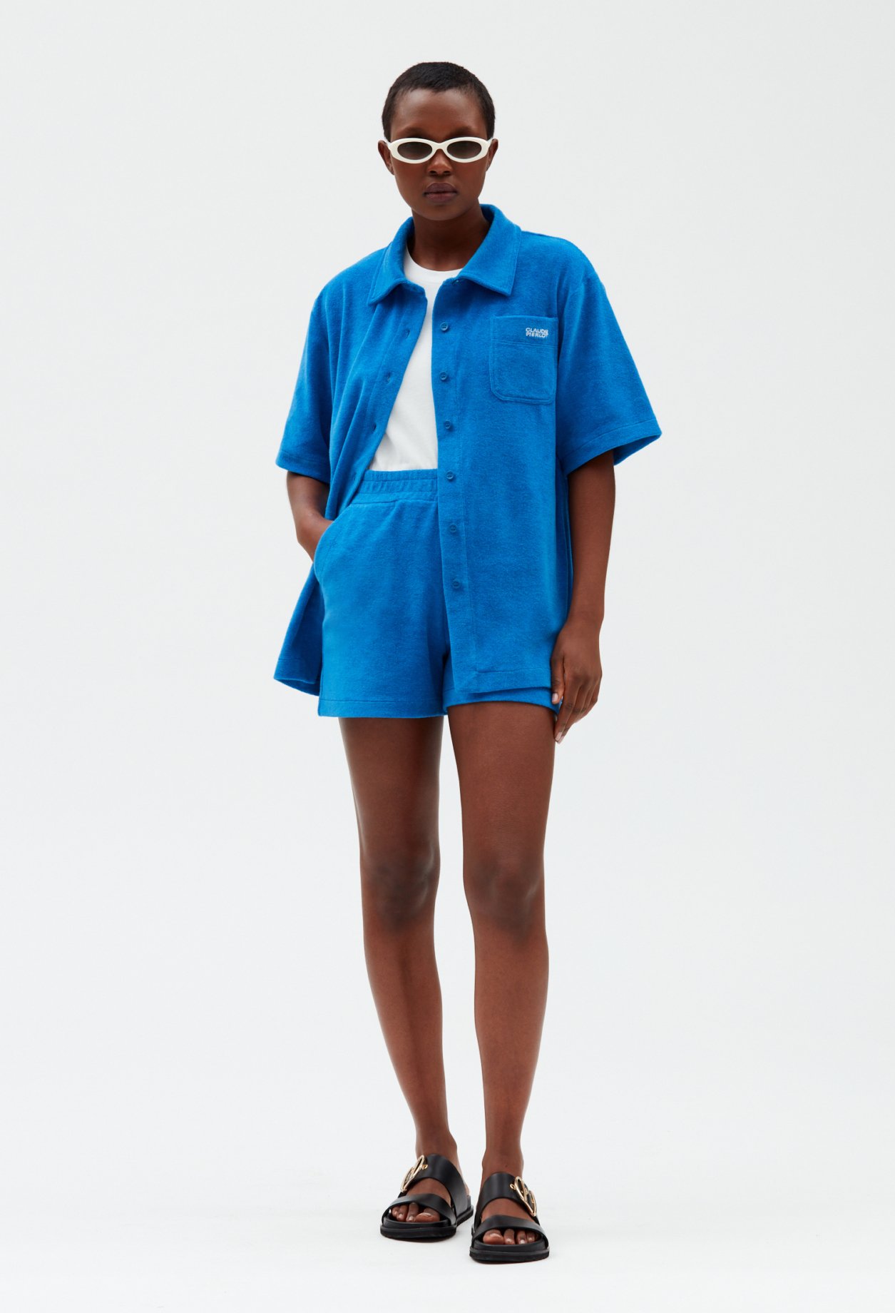 Short eponge bleu
