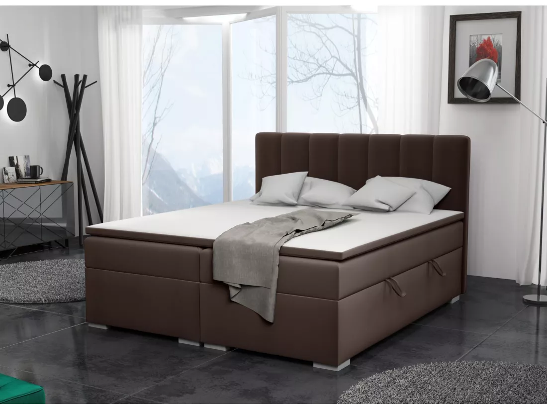 LIT BOXSPRING avec surmatelas Monaco 200x200 cm, noir (Soft 11)