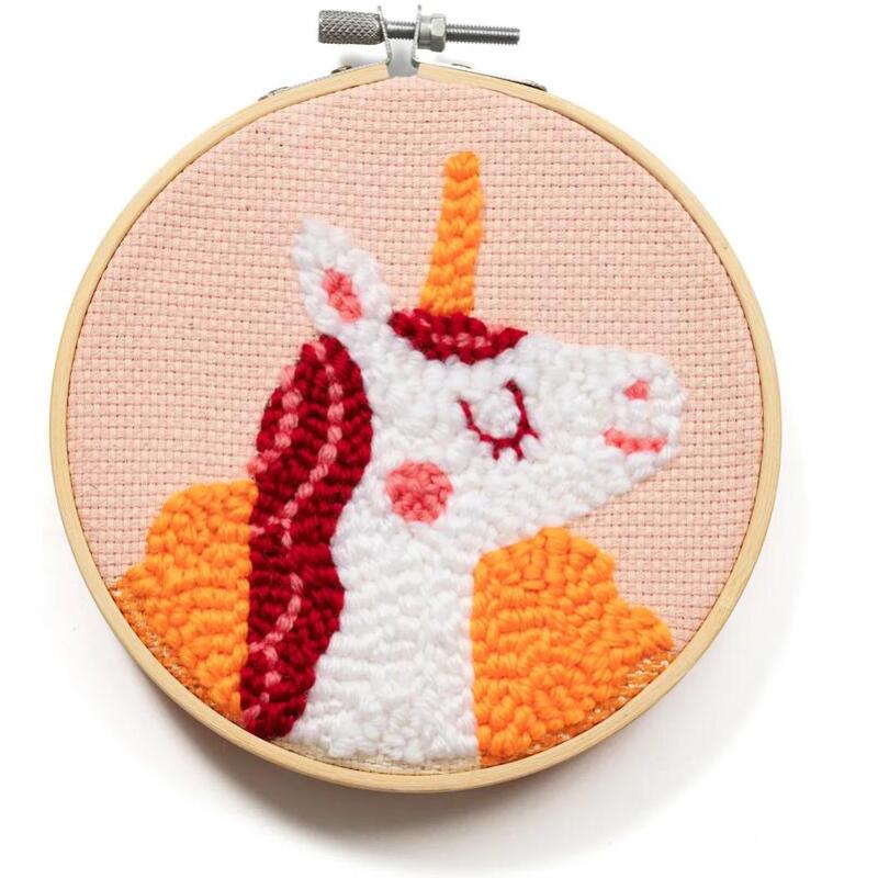 Punch Needle, Licorne - Rose